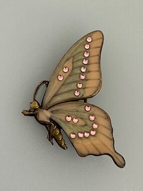 ANNE KOPLIK DESIGNS Pink Crystal Butterfly Brooch